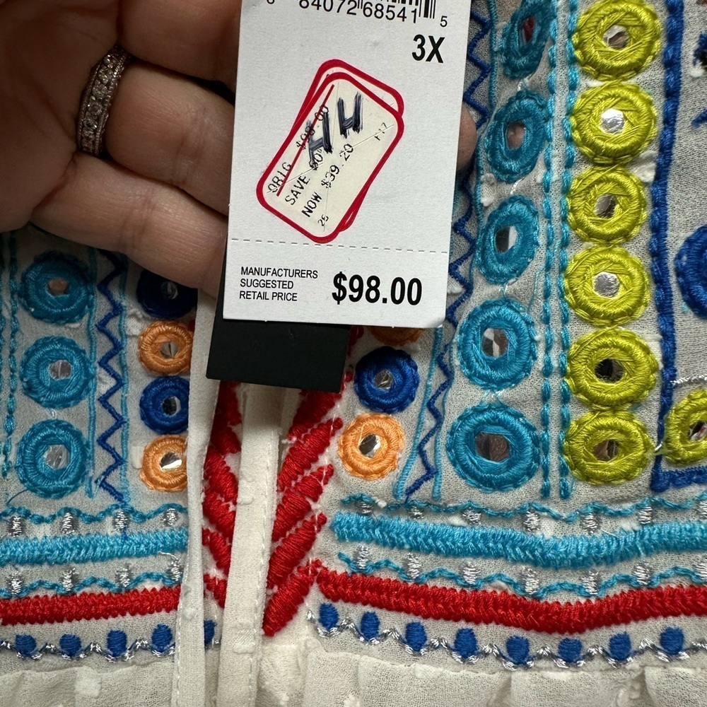 Context (Lord & Taylor Exclusive) Embroidered Boho Peasant Blouse – Size 3X NWT - Picture 6 of 7
